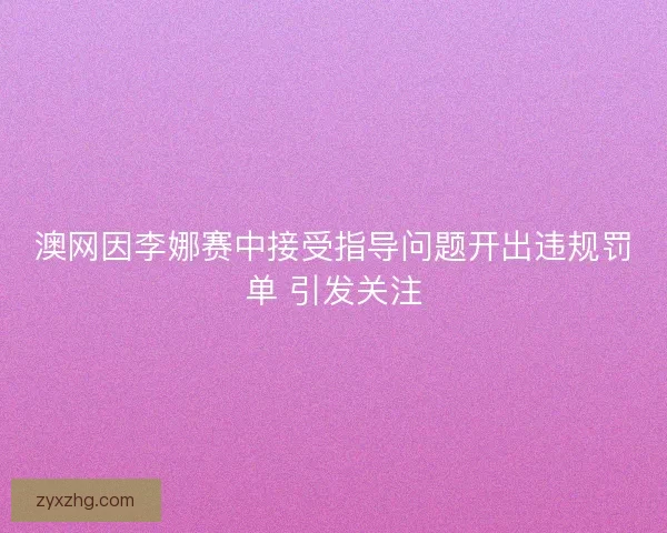 澳网因李娜赛中接受指导问题开出违规罚单 引发关注